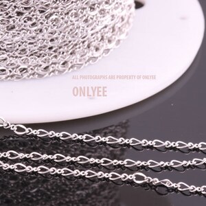 1yd-2.6mmX3.7mmBright Rhodium plated Brass Delicate Chain For  necklace chain, link chains  (N142S)