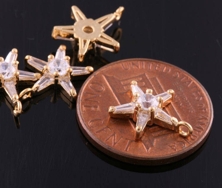 2pcs-11.6mmx9.5mmbright Rhodium Plated Brass Delicate Star