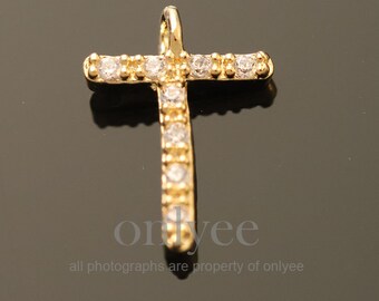 2pcs-10.5mm x 8mm Chapado en oro brillante sobre latón con mini alfabeto cúbico lindo, letra, joyería colgante inicial (K1430-1G-T)