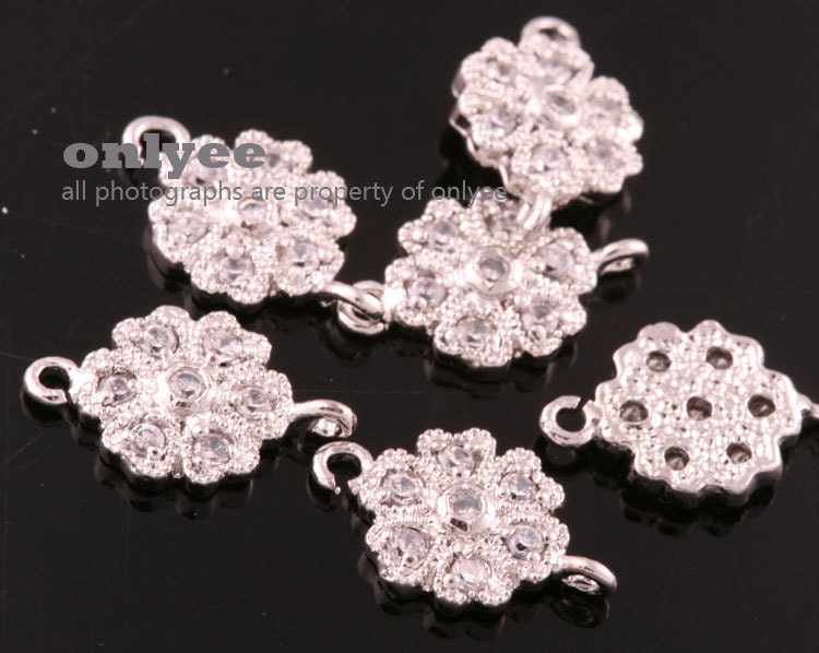 2pcs-11mmx7mm Bright Rhodium Plated Brass (clear)lux Cubic 2pcs-11mmx7mm Bright Rhodium Plated Brass (clear)lux Cubic
