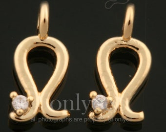 2pcs-9mmX4mm helder verguld messing eenvoudig sterrenbeeld met kubieke charme, hanger, sieraden aanbod, connector, Leo (K1440G-G)