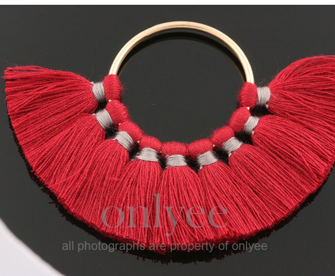 2pcs56mmX33mm Bright Gold plated over Brass Ring with Tassel Etsy