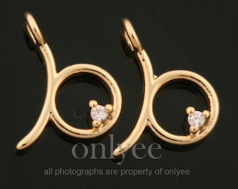 2pcs-10mmX8mm helder verguld messing eenvoudig sterrenbeeld met kubieke charme, hanger, sieraden aanbod, connector, Stier (K1440G-D