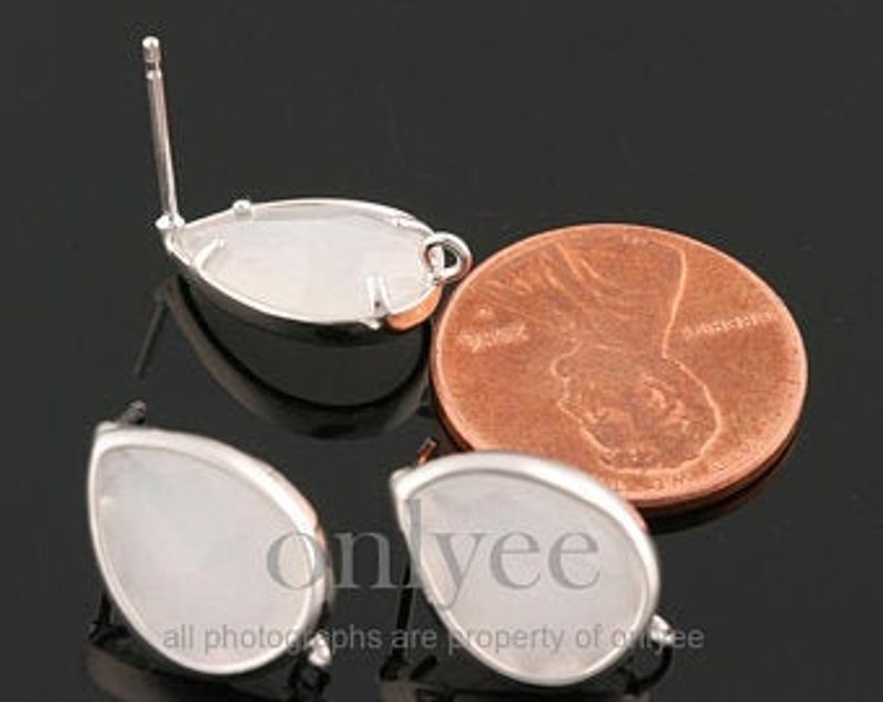 2pcs16mmX11mm Bright Rhodium plated Brass Oval Gemstone Etsy