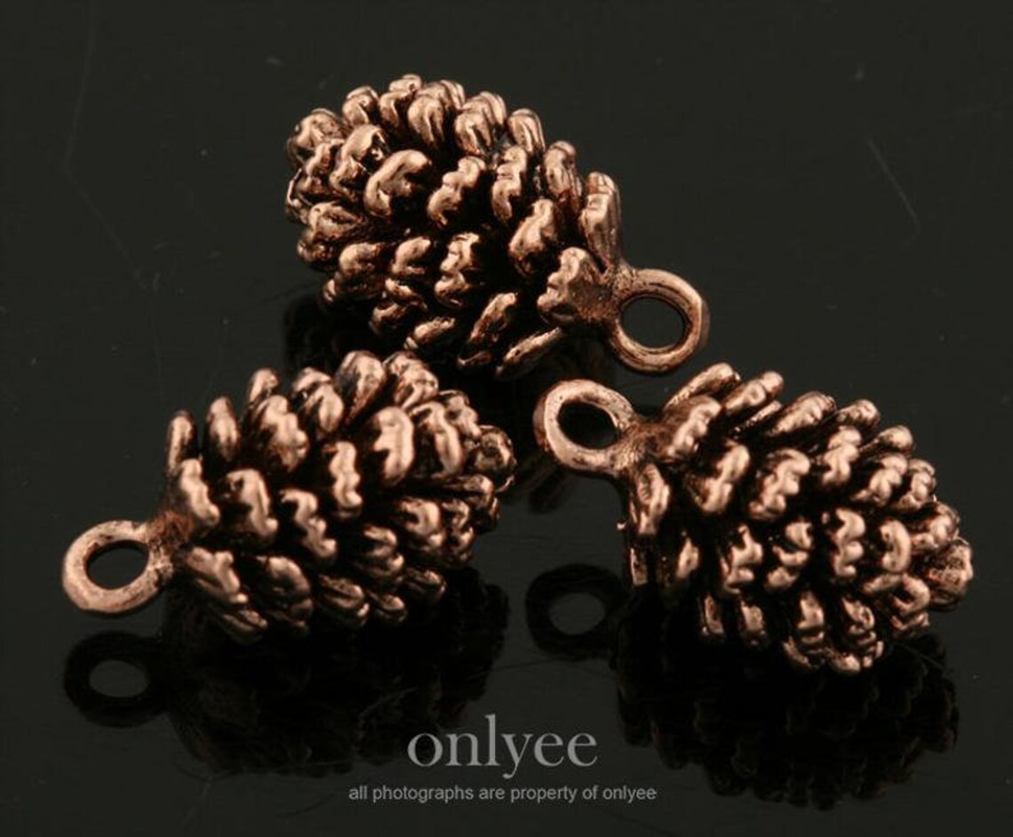 2pcs12mmx7mm Antique Rose Gold Plated Over Brass Pine Corn Etsy