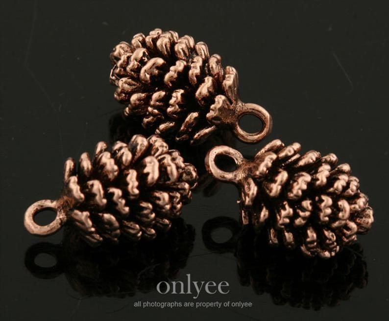 2pcs12mmx7mm Antique Rose Gold Plated Over Brass Pine Corn Etsy
