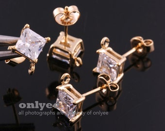 1pair/2pcs-10.5mmx8.5mmbright Rhodium Plated Over Brass