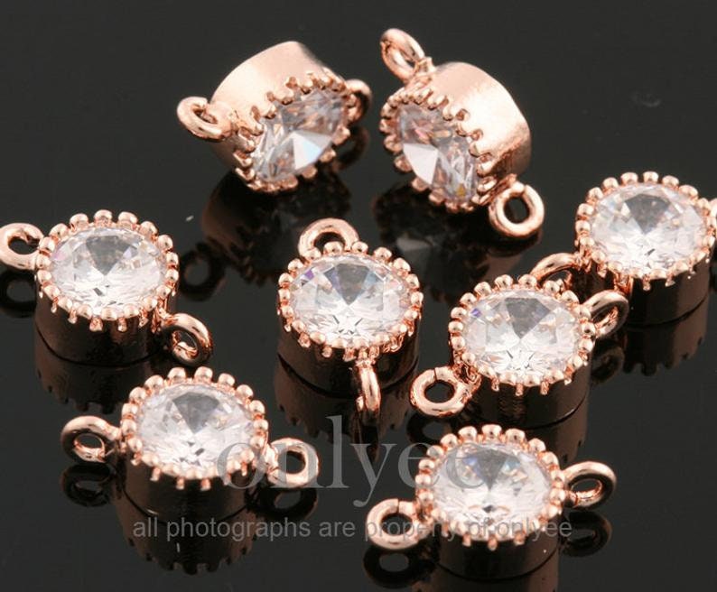 4pcs-11.5mmx7mm Bright Rose Gold Plated Brass Faceted Round