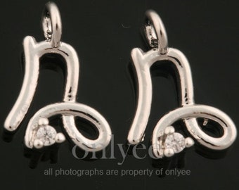 2pcs-9mmX6mm Helder Rhodium plated Messing eenvoudig sterrenbeeld met kubieke charme, hanger, Sieraden aanbod, connector, Steenbok (K1440S-L)