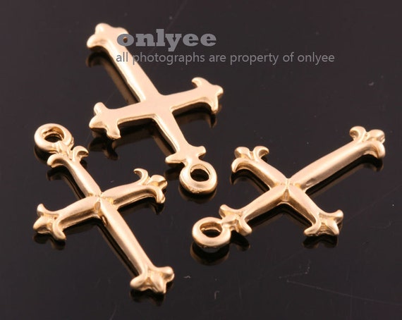 4pcs-23mm X14mm Matte Gold Plated Brass Cross Beads for Jewelry Making,  Bracelets ,craft Supplies , Jewelry Pendantsk076g 