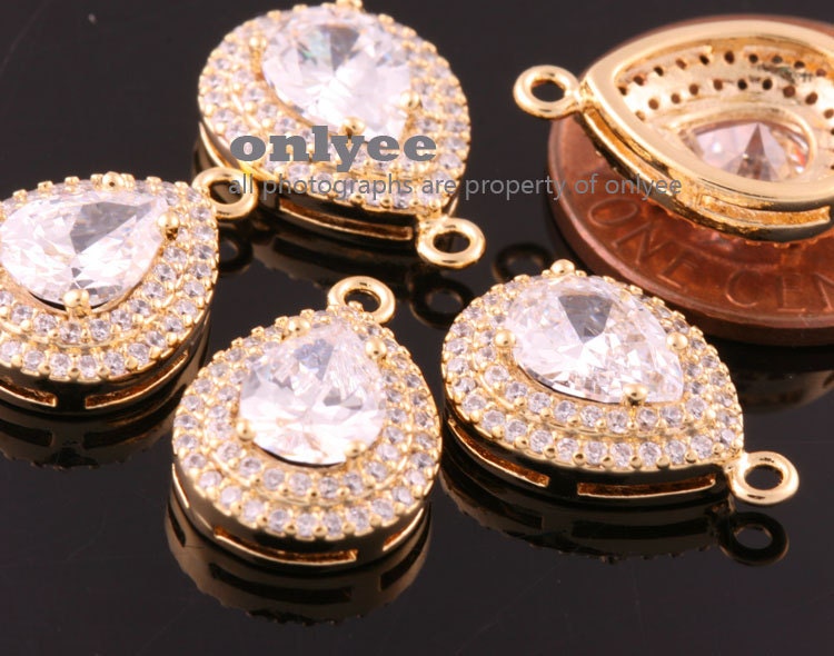 アクセサリー fragmentdesign 2pcs-16mmx11mmbright Gold Plated Brass Two Line(clear)lux