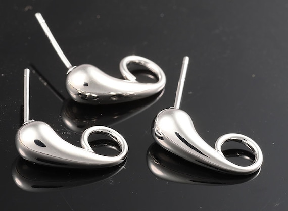 Rhodium plated Brass Round Shape earring ,Sterling  silver post,jewelry supply(K2044S)