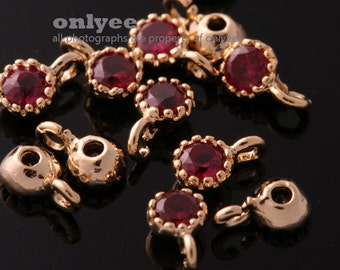 2pcs-5mmx3.5mm Gold Faceted Glass,cz,dangle,birth Stone