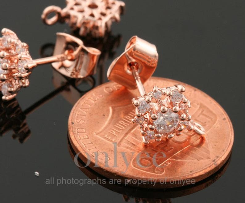 1pair/2pcs-10mmx8mm Bright Rose Gold Plated Brass Simple