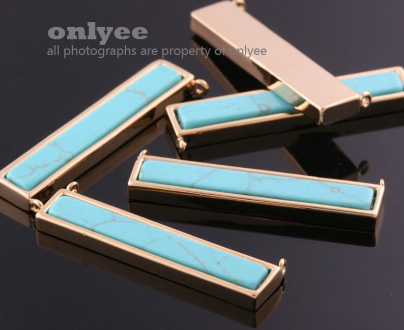 2pcs37mmx6mmbright Rhodium Plated Brass Framed Long Bar Etsy