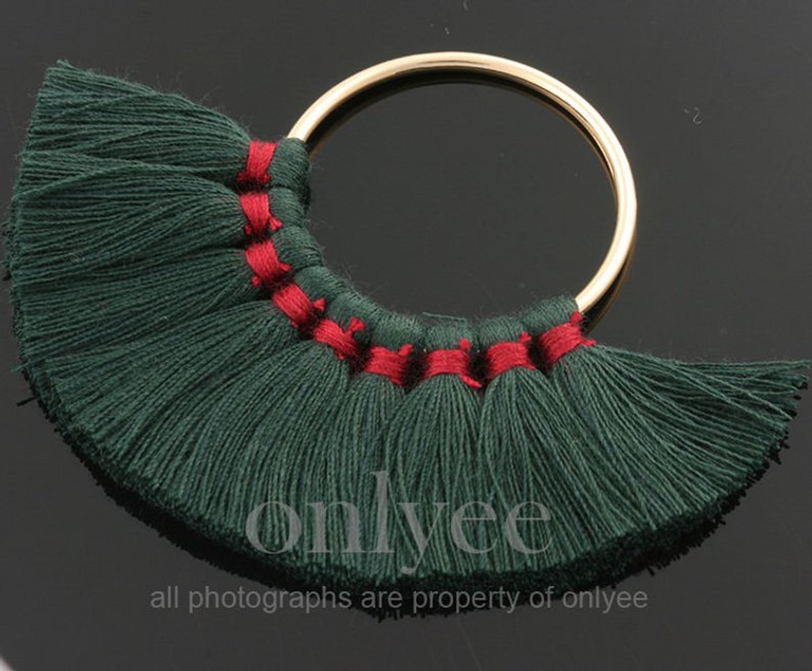 2pcs56mmX33mm Bright Gold plated over Brass Ring with Tassel Etsy