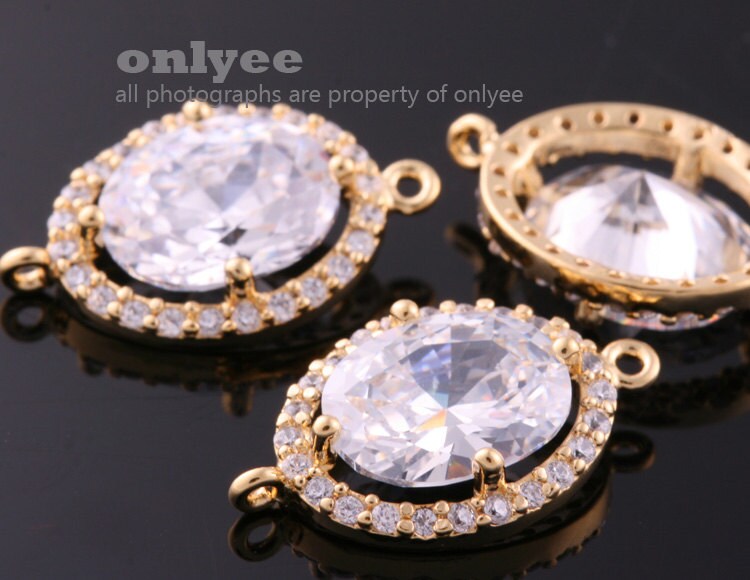 2pcs-18.5mmx11.5mmbright Gold Plated (clear)lux Cubic