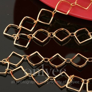 1 Meter(1YD)-10mm Bright Gold plated over Brass, chain with Square connector,oval connector,Jewelry Supply,Chain,Necklace(N147G)