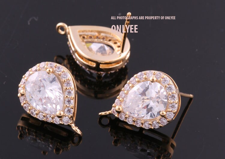 2pcs-15.5mmx11mm Bright Rhodium Plated Brass Faceted