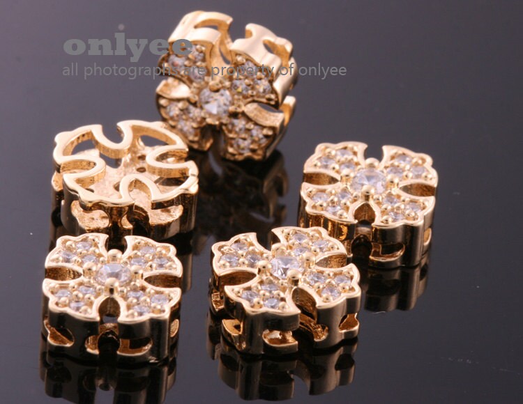 2pcs-11.3x11.3x4.7mmbright Rhodium Plated Brass Cubic