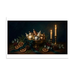 Mercury Glass Ornaments - Christmas Still Life Print