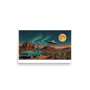Visit Lunar Mesa - Retro Space Travel Art Print