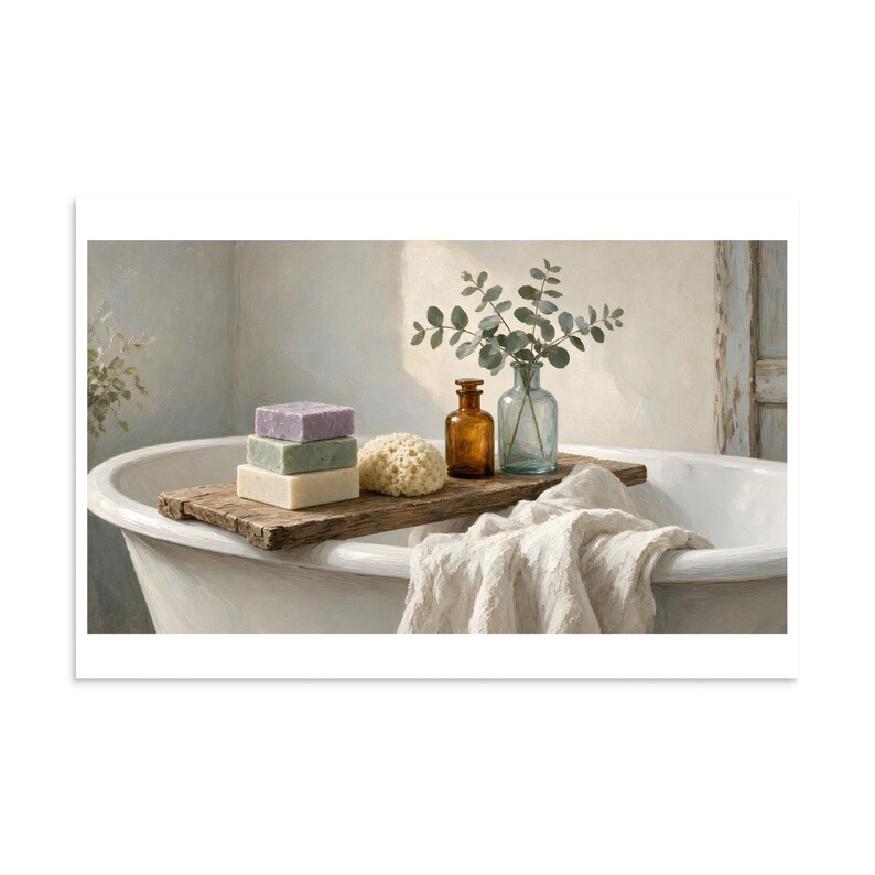 Apothecary Bath - Soap and Eucalyptus Still Life Print