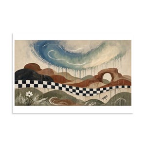 Checkerboard Mesa Aurora Arc - Abstract Landscape Print