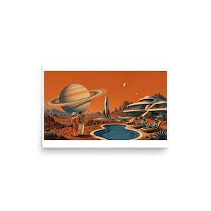 Visit Saturn Springs - Retro Space Resort Art Print