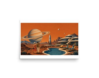 Visit Saturn Springs - Retro Space Resort Art Print