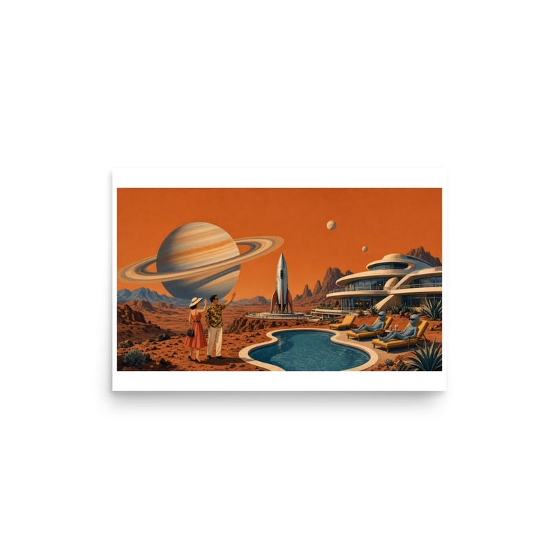 Visit Saturn Springs - Retro Space Resort Art Print