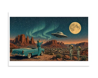 Visit Lunar Mesa - Retro Space Travel Art Print