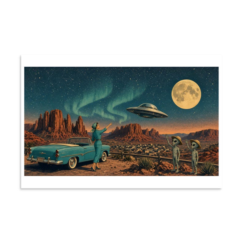 Visit Lunar Mesa - Retro Space Travel Art Print