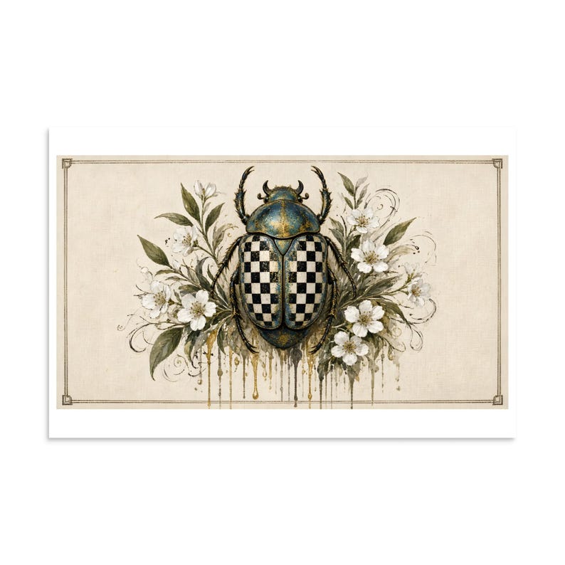 Checkerboard Scarab - Botanical Specimen Art Print