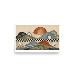 Checkerboard Mesa Setting Sun - Abstract Landscape Print