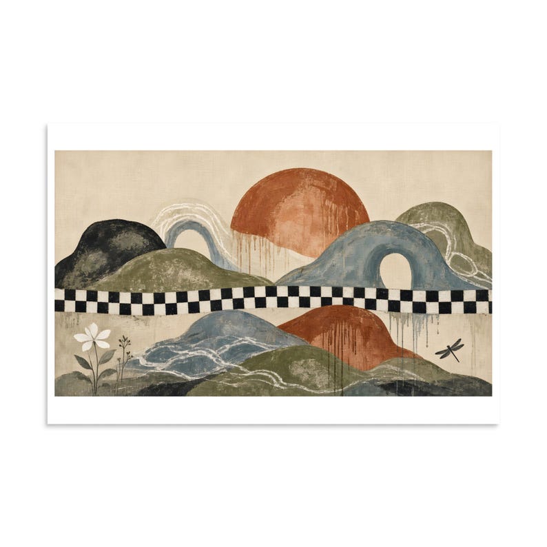 Checkerboard Mesa Setting Sun - Abstract Landscape Print