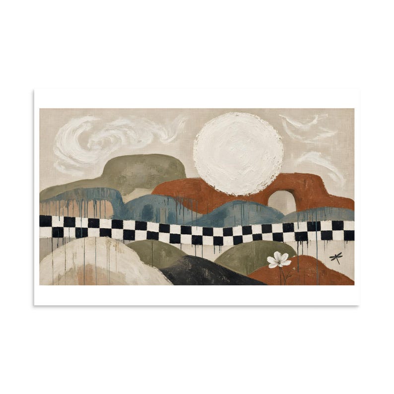 Checkerboard Mesa Full Moon - Abstract Landscape Print