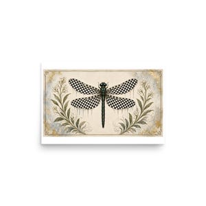 Checkerboard Dragonfly - Botanical Specimen Art Print