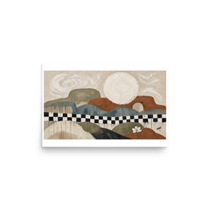 Checkerboard Mesa Full Moon - Abstract Landscape Print
