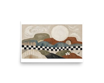 Checkerboard Mesa Full Moon - Abstract Landscape Print