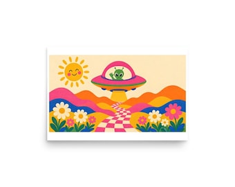 Groovy Saucer - Colorful Retro UFO Art Print