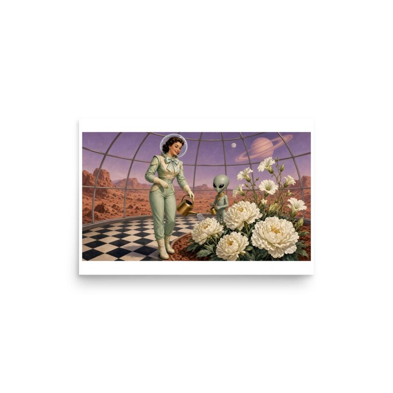 Space-Age Botanist - Retro Greenhouse Art Print