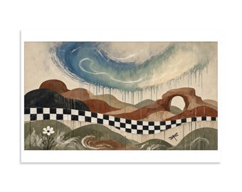 Checkerboard Mesa Aurora Arc - Abstract Landscape Print