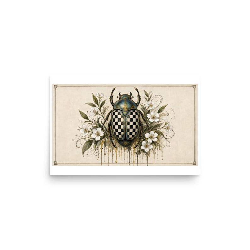 Checkerboard Scarab - Botanical Specimen Art Print