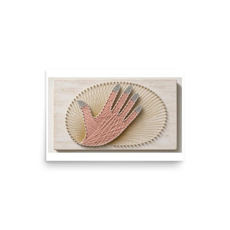 String Art Manicure - Pink and Gold Nail Salon Print