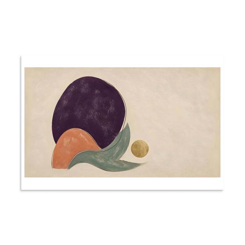Plum Noir Organic Shapes - Abstract Landscape Print