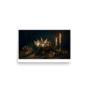 Mercury Glass Ornaments - Christmas Still Life Print