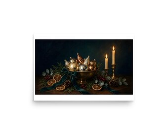 Mercury Glass Ornaments - Christmas Still Life Print