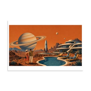Visit Saturn Springs - Retro Space Resort Art Print