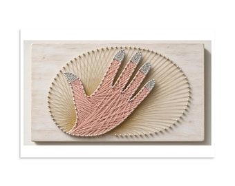String Art Manicure - Pink and Gold Nail Salon Print